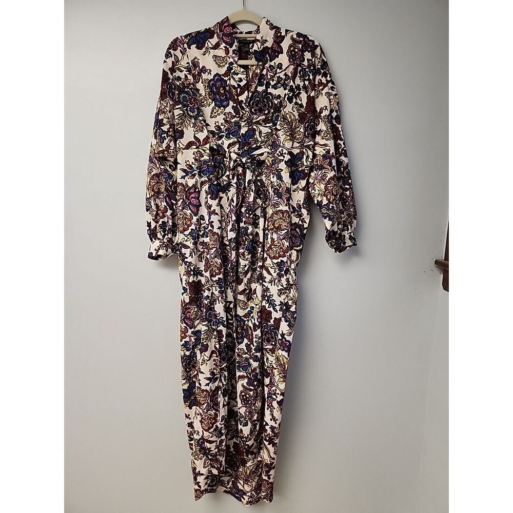 Topshop Womens 4 Maxi‎ midi shirt dress Floral Pattern Print Front Tie Belt